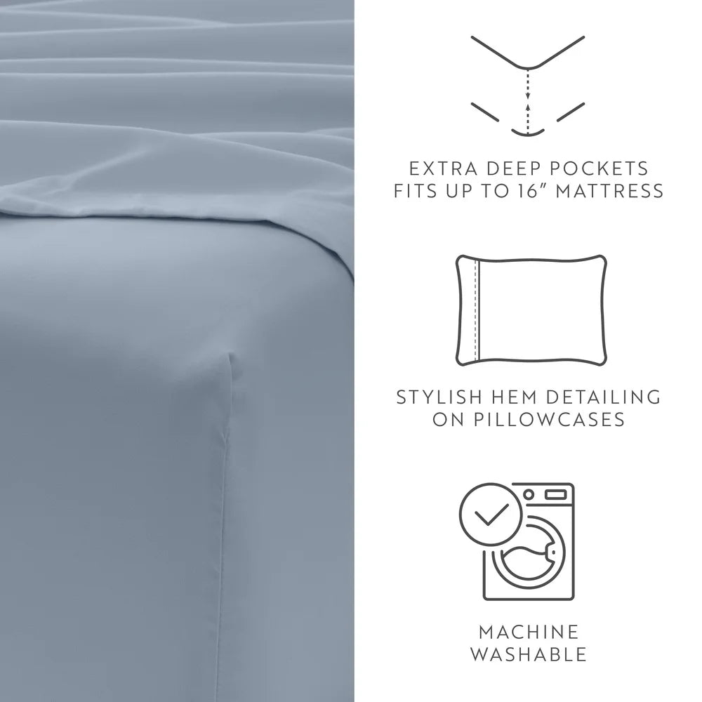 Queen Microfiber 6 Piece Set Hypoallergenic Deep Pocket