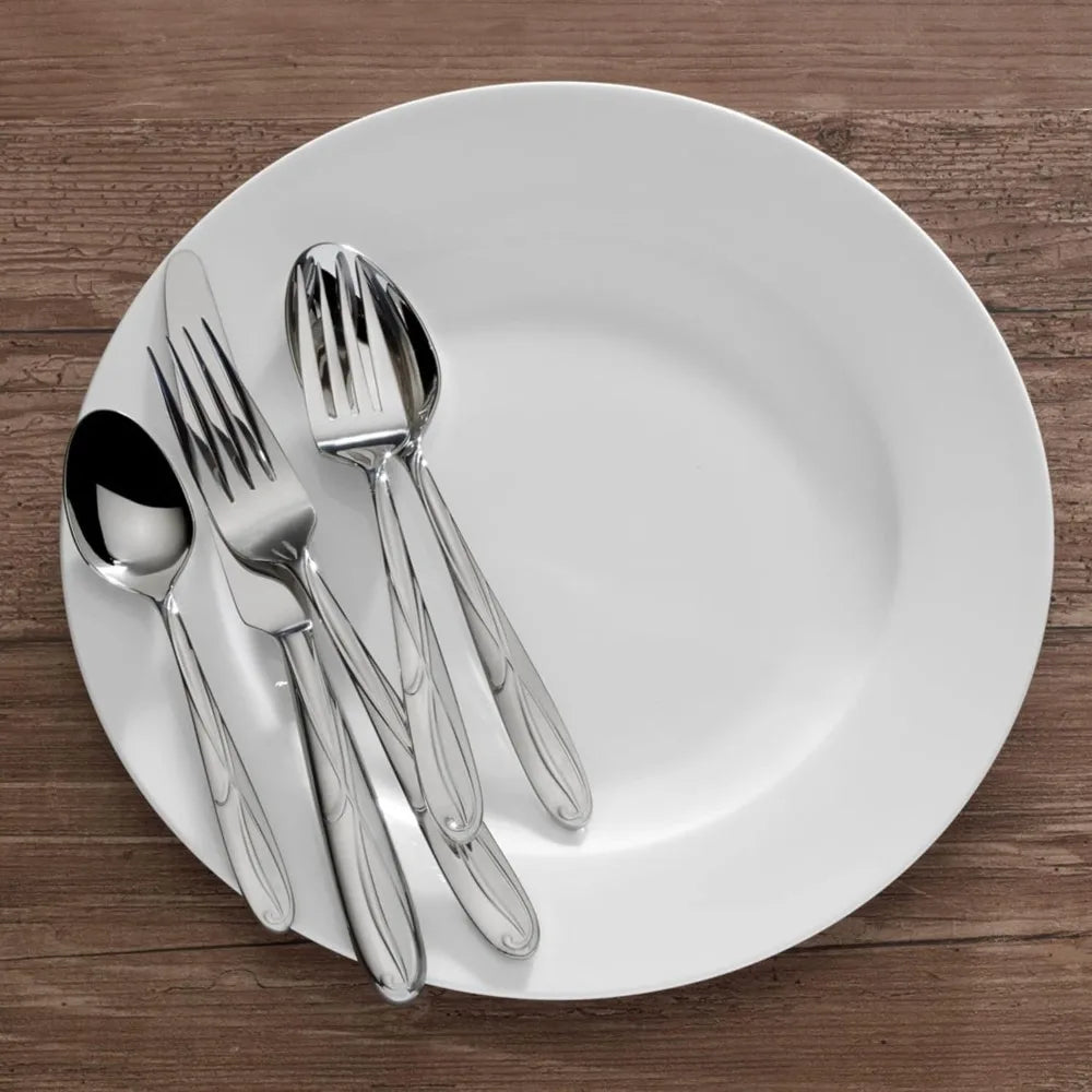 Cocoa Blossom 65 Piece Flatware Set for 12 18 10 Stainless