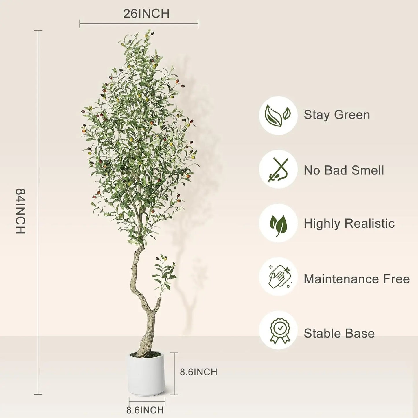 Artificial Olive Tree In White Planter Five To Seven Feet