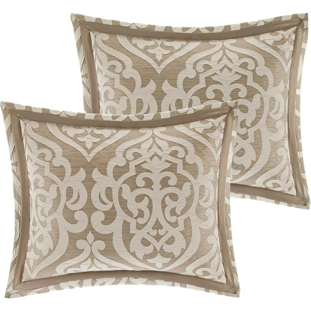 Odette Cozy Comforter Set Jacquard Damask Medallion Bedding