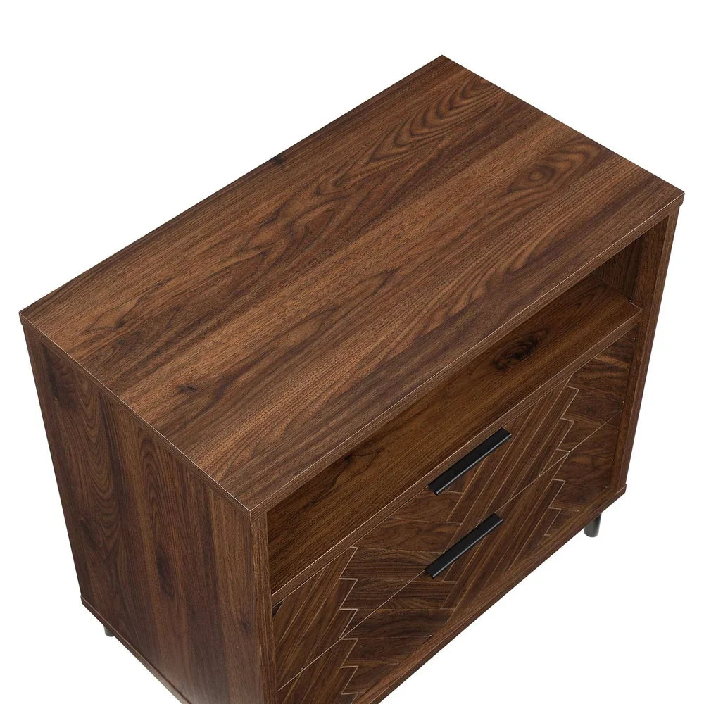 DUTRIEUX Wyatt Geo 2 Drawer Nightstand With USB Ports