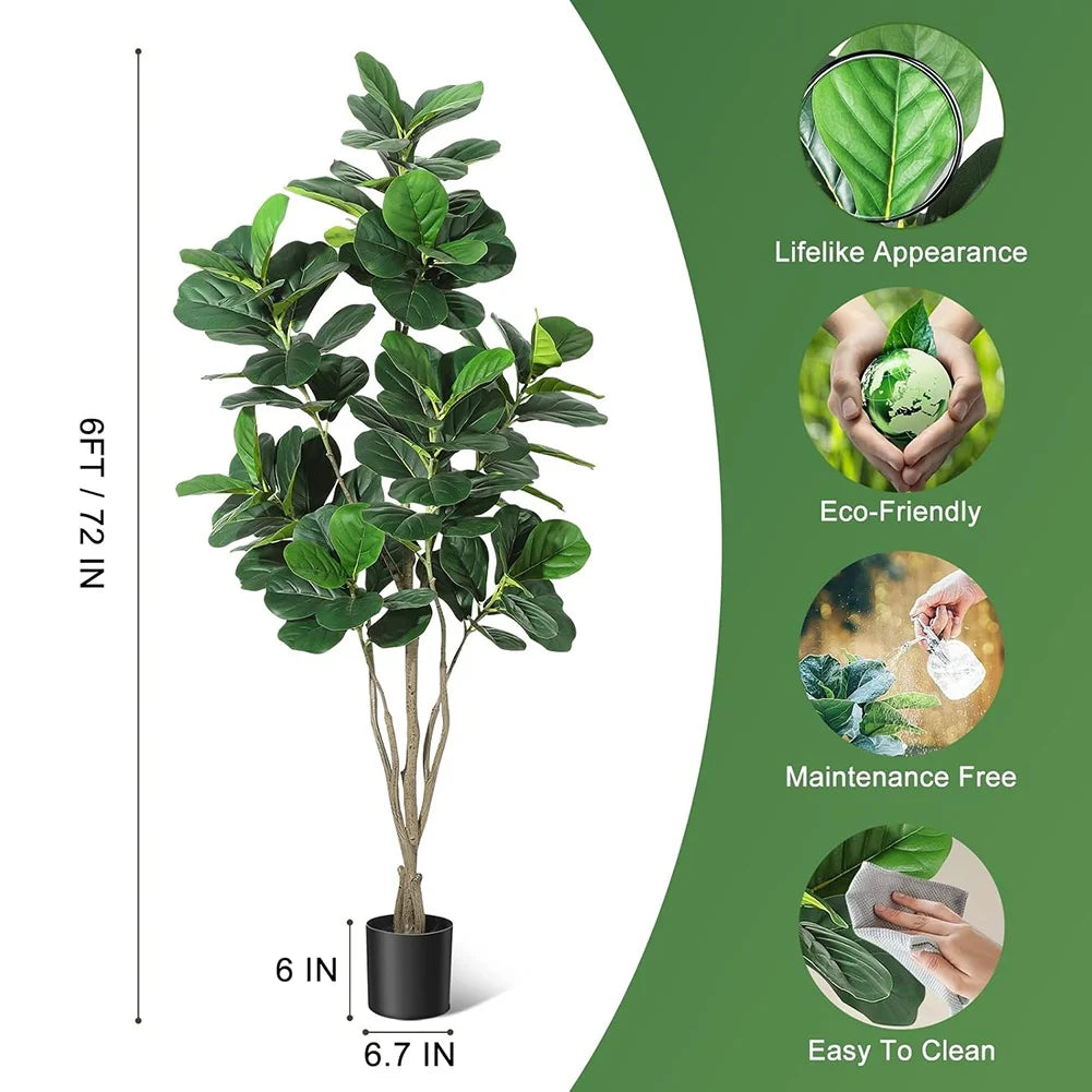 HiMISSCN Faux Fiddle Leaf Fig Tree For Home Decor Indoor
