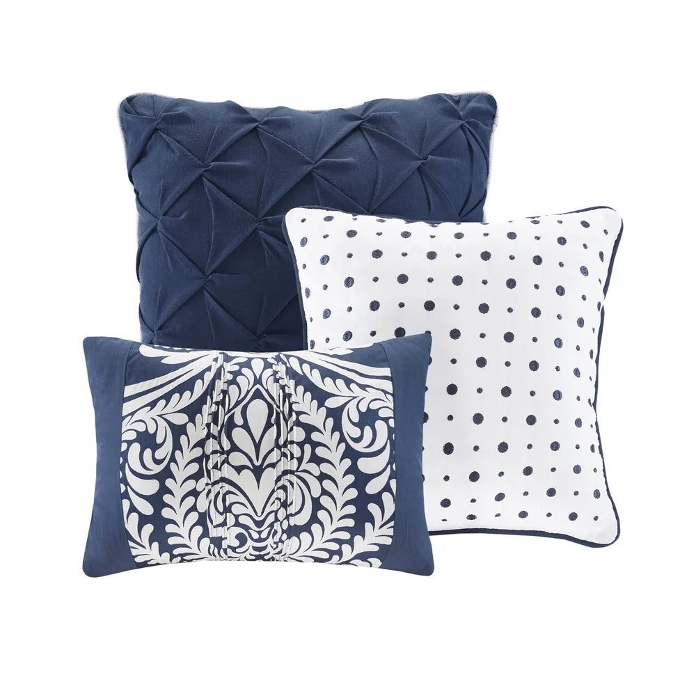 Damask Pattern Cotton Sateen Coverlet Bedding Set Pillows