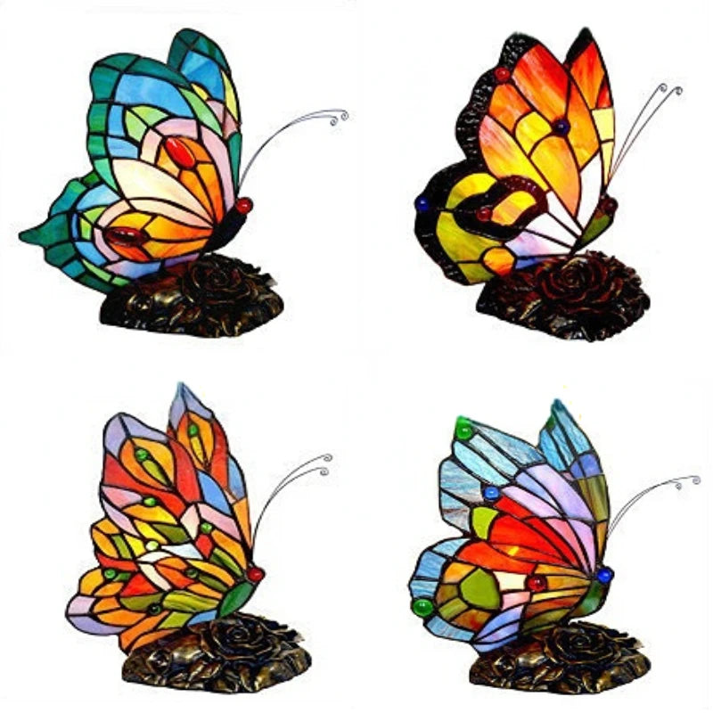 Tiffany Style Stained Glass Butterfly Table Lamp for Elegant Home Decor