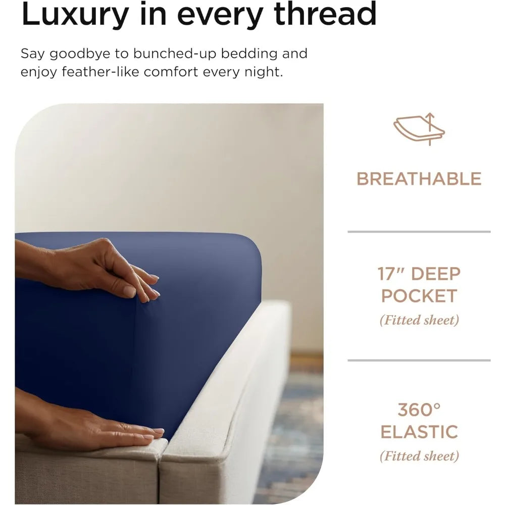 Supima King Size Cotton Sheets 1200 Thread Count Blue