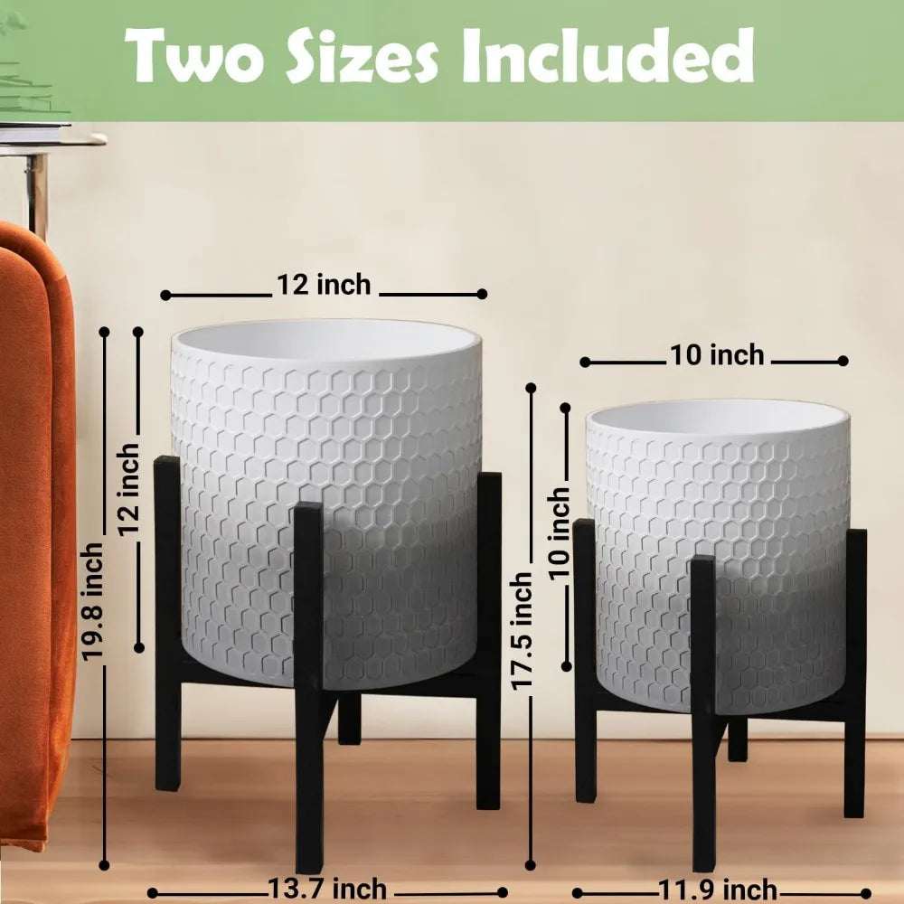 Plant Pot With Stand 10 12 In Honeycomb Gradient Planter