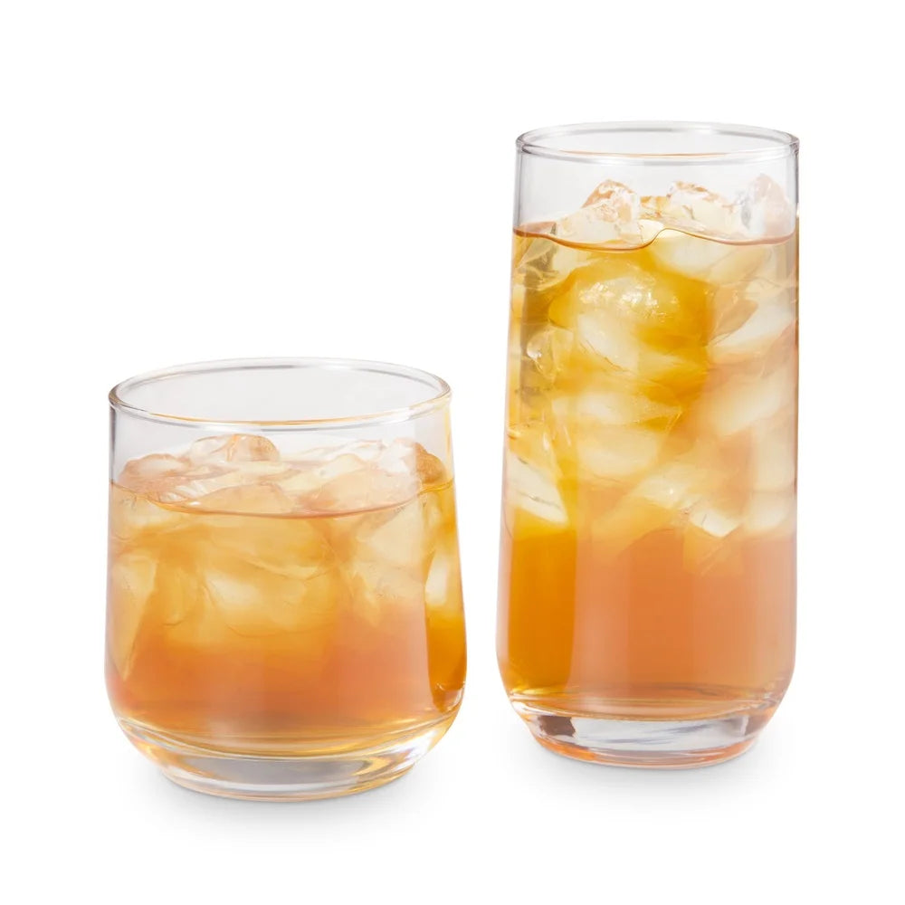 16 Piece Drinking Glass Set Clear Glassware Dishwasher Safe