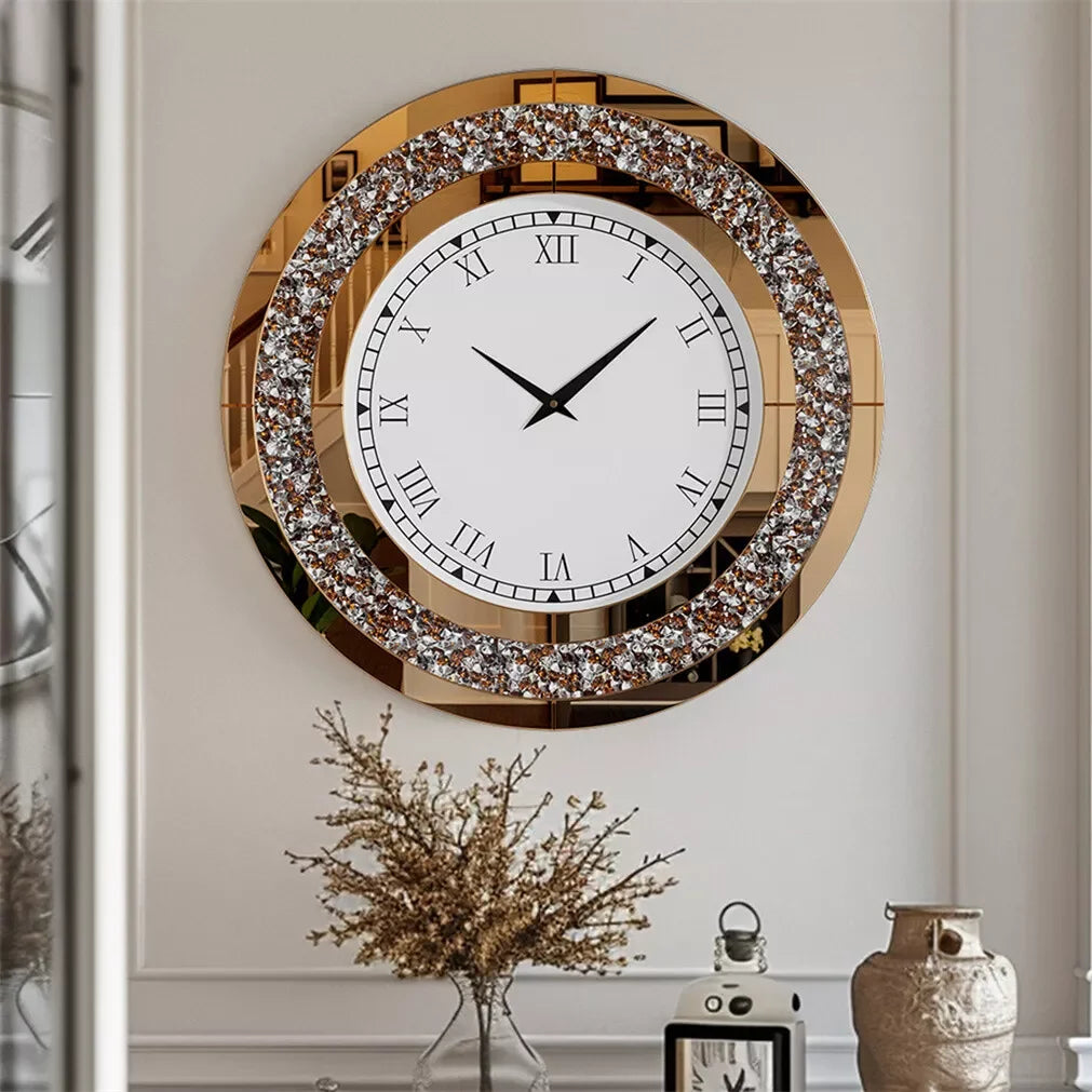LUVODI 32 Inch Crystal Modern 3D Wall Clock Roman Numerals