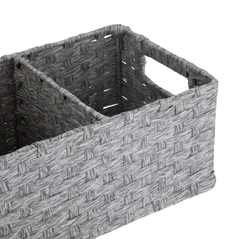 Three Compartment Paper Rope Storage Baskets Set Of Two