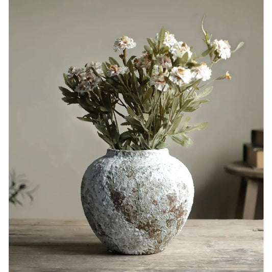 Rustic Ceramic Circular Flower Vases Farmhouse Decor