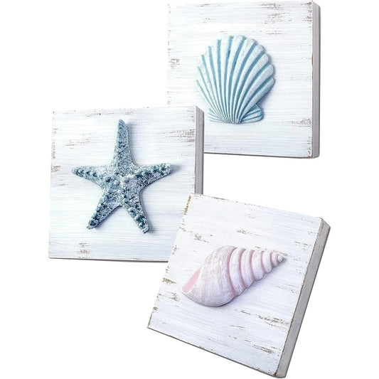 3D Beach Wall Art Seashell Starfish Living Room Decor