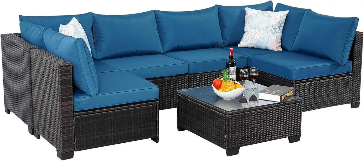 7 Piece Rattan Sectional Sofa Set for Stylish Outdoor Living