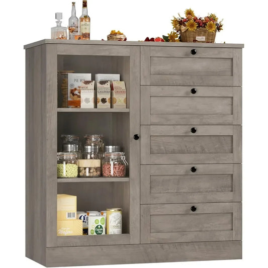 Modern Wood Storage Cabinet With Drawers For Living Room