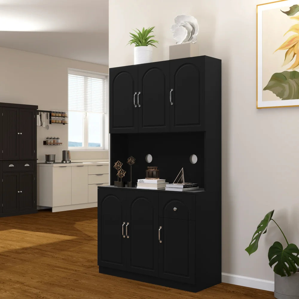71 Inch Kitchen Pantry Cabinet With Microwave Countertop